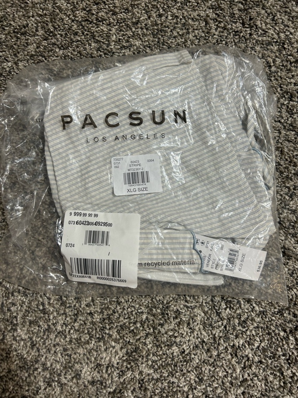 PacSun White & Light Blue Striped Scoop Neck Tank